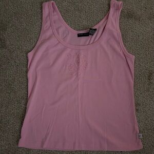 New York & Company Light Pink Embroidered Tank Top